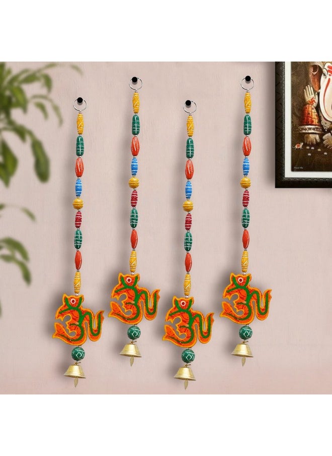 TIED RIBBONS Pack of 4 Wall Hangings for Diwali Decor Toran Om Latkans with Bells Wedding Stage Backdrop Festive Diwali Decoration Items (Length 45 cm Each) - Diwali Decoration Item for Home Decor