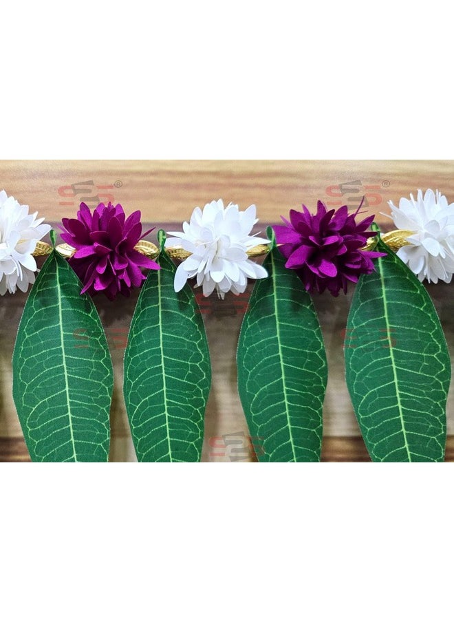 S2S Artificial Marigold & Mango Leaves Simple Door - Window toran/Door hangings/Festive Decorations | 1 Piece | (Purpal and White) (Length - 40 Inch)