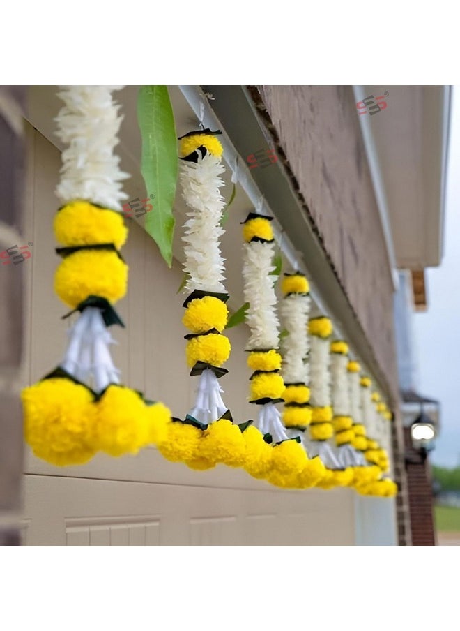 S2S Plastic Artificial White Gajra Jasmine Marigold Flower Strings Wedding Decorations,Event Decor. Perfect For Diwali,Ganpati&Pooja/Temple/Mandir Decoration(Pack Of 5)(Height-24 Inch)