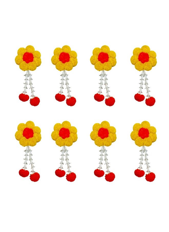 S2S Artificial Lilly Flowers Decoration at Home | Wedding Decorations, Event Decor | Easy Simple Backdrop - (Orange & Yellow Lilly) (Pack of 8 Pcs)