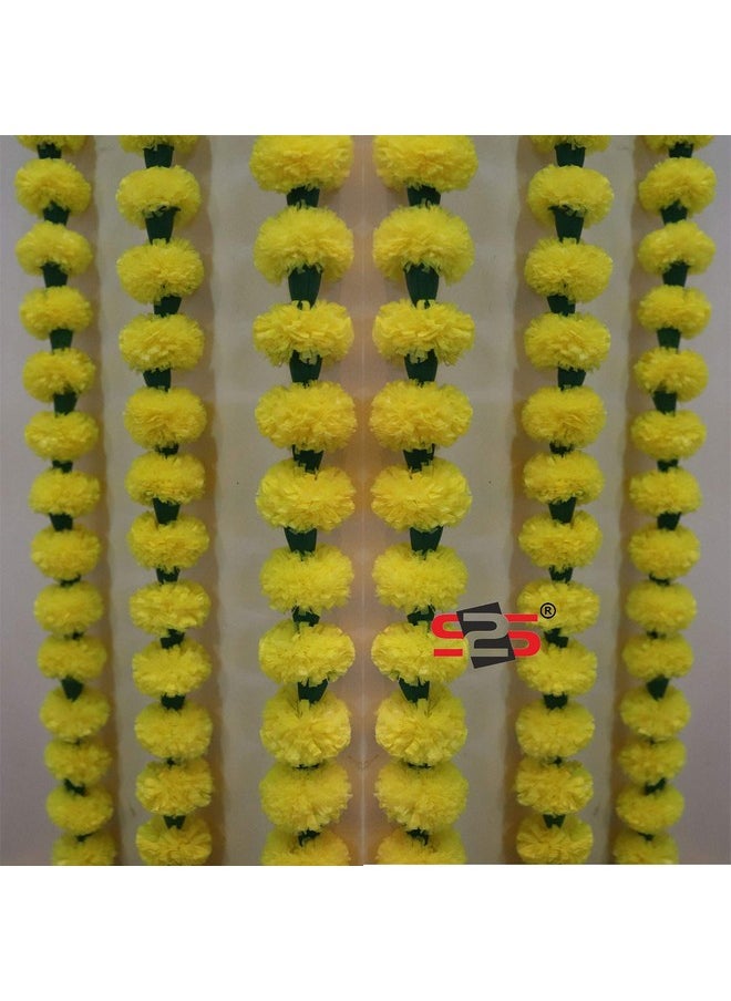 S2S® Reusable Artificial Flowers Hanging Garlands | Artificial Marigold Flowers Toran | Pack of 3 | (Yellow) (Height - 60 Inch)