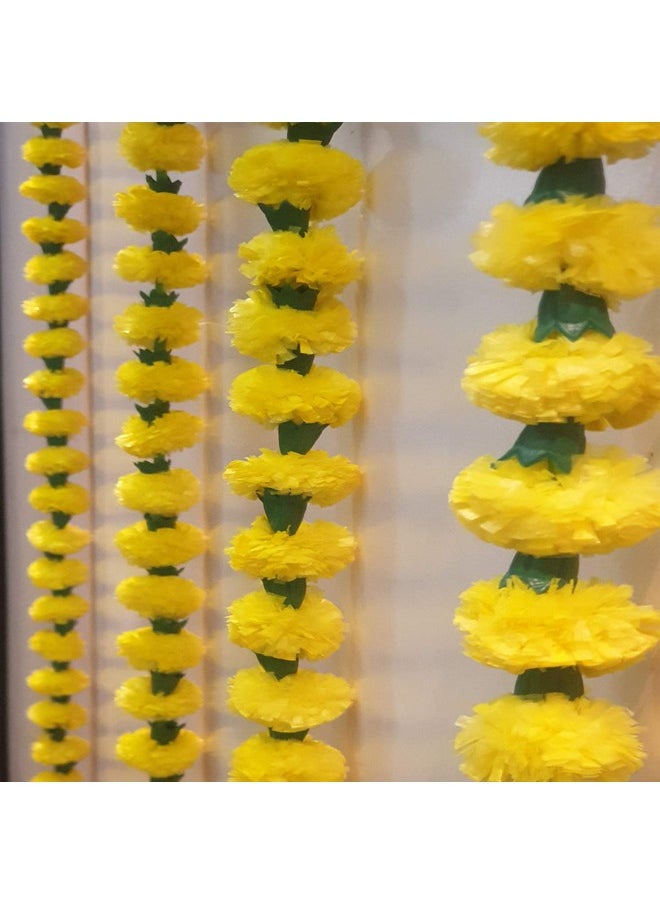S2S® Reusable Artificial Flowers Hanging Garlands | Artificial Marigold Flowers Toran | Pack of 3 | (Yellow) (Height - 60 Inch)