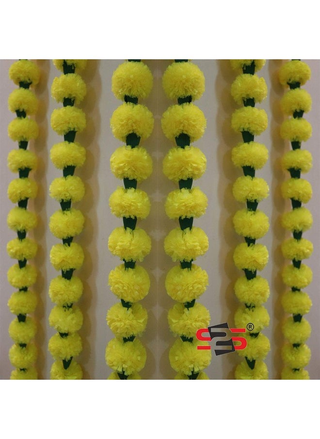 S2S® Reusable Artificial Flowers Hanging Garlands | Artificial Marigold Flowers Toran | Pack of 3 | (Yellow) (Height - 60 Inch)