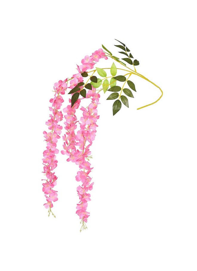 DearHouse 6 Pack 3.75 Feet/Piece Artificial Fake Wisteria Vine Ratta Hanging Garland Silk Flowers String Home Party Wedding Decor,Pink