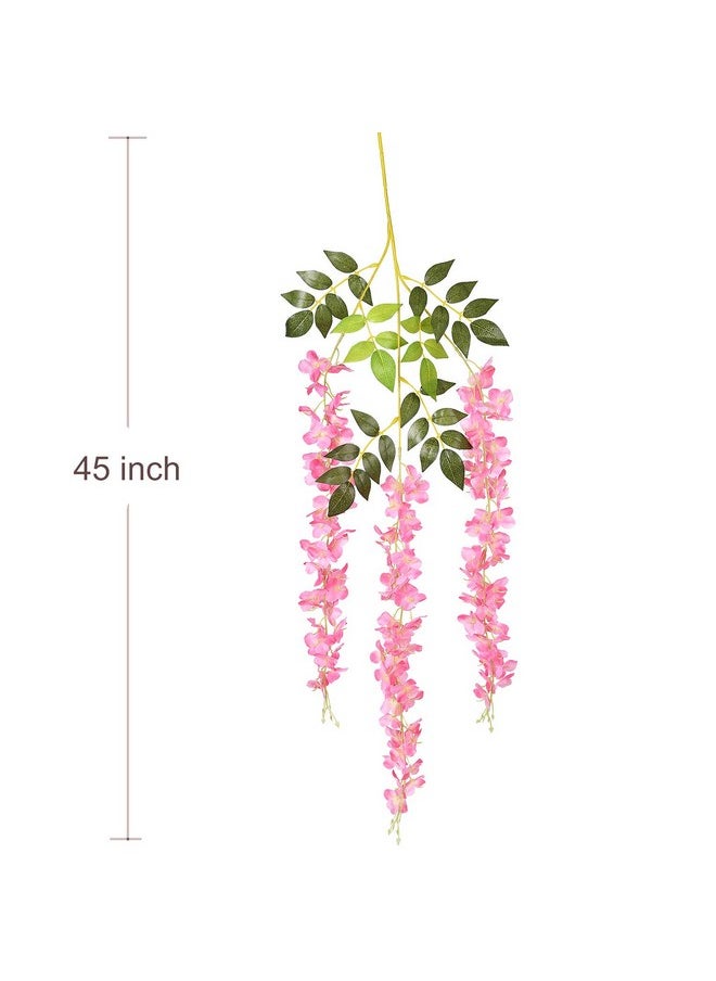 DearHouse 6 Pack 3.75 Feet/Piece Artificial Fake Wisteria Vine Ratta Hanging Garland Silk Flowers String Home Party Wedding Decor,Pink