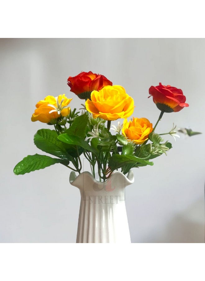 Art Street Artificial Flower Bunch Rose Silk Flower, Real Touch Flowers for Home, Bedroom, Living Room & Office Decoration (Without Vase Pot)