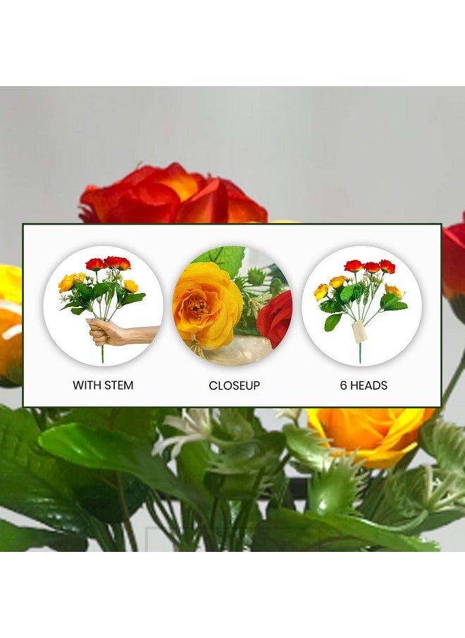 Art Street Artificial Flower Bunch Rose Silk Flower, Real Touch Flowers for Home, Bedroom, Living Room & Office Decoration (Without Vase Pot)