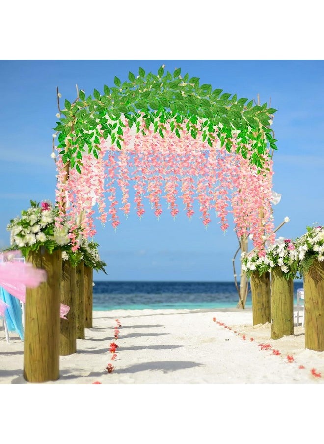 SATYAM KRAFT 6 Pcs (43.2 inch) Artificial Wisteria Vine Ratta Fake Wisteria Hanging Garland Silk Long Hanging Bush Flowers String for Christmas,Home Decor,Wedding Day,New YearDecoration (Dark Pink)