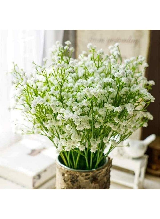SATYAM KRAFT 5 Pcs Babys Breath Flowers Artificial Gypsophila Bouquets, Home Decor, Bedroom, Garden, Balcony, Living Room, Christmas, Wedding Decoration (White)(Without Vase) (Plastic)