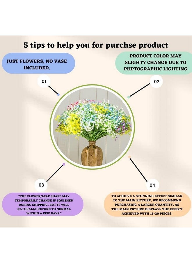 SATYAM KRAFT 5 Pcs Babys Breath Flowers Artificial Gypsophila Bouquets, Home Decor, Bedroom, Garden, Balcony, Living Room, Christmas, Wedding Decoration (White)(Without Vase) (Plastic)