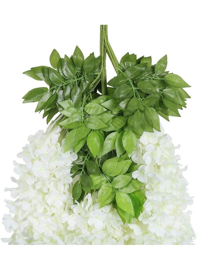 SWADESI STUFF 12 Pack (43.2 FT) Artificial Wisteria Vine Ratta Fake Wisteria Hanging Garland Silk Long Hanging Bush Flowers String Home Party Wedding Decor (White) (White)