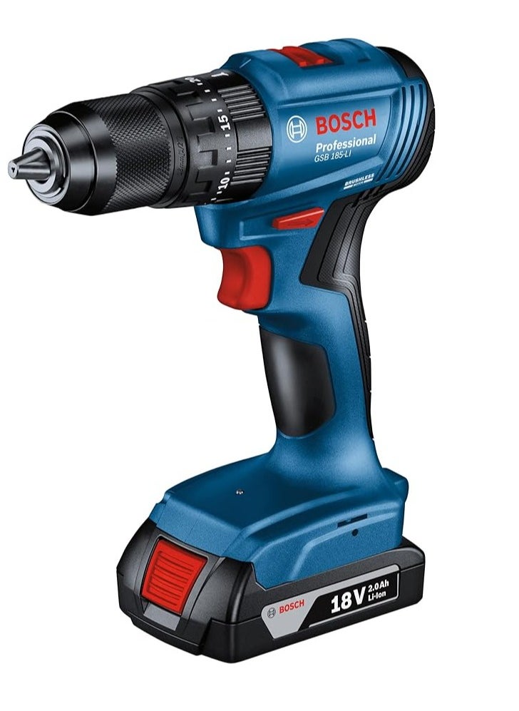 Professional GSB 185-LI 18V Impact Drill (2x2.0 Ah, GAL 18V-20, 23 pcs Accessories)