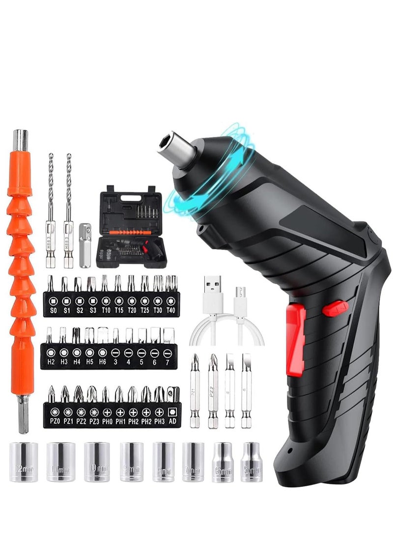 Cordless Drill Set, Rechargeable Power Screwdriver Set, With LED Lights, Suitcase, 47PCS Drill/Screwdriver Accessories, Suitable For Home and Office Manual Tools