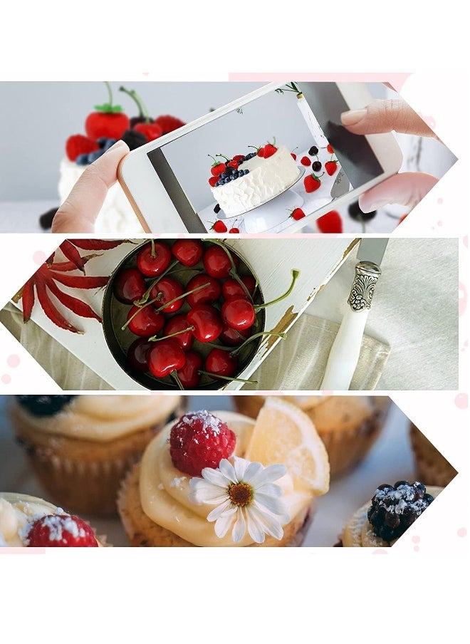 52 PCS Artificial Fake Fruit, Includes Fake Strawberries Fake Blueberries Fake Raspberries Fake Cherries, Reusable Waterproof Plastic Cake Dessert Party Home Kitchen Decoration, Photography Props