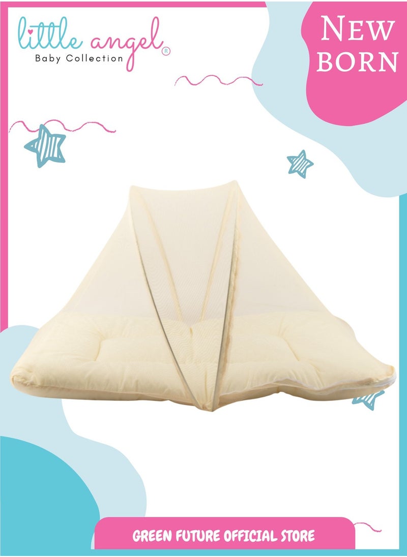 Infant Sleeping Bed with Mosquito Net & Pillow Set – Portable Newborn Baby Bed with Bolster Pillows for Safe & Comfortable Sleep