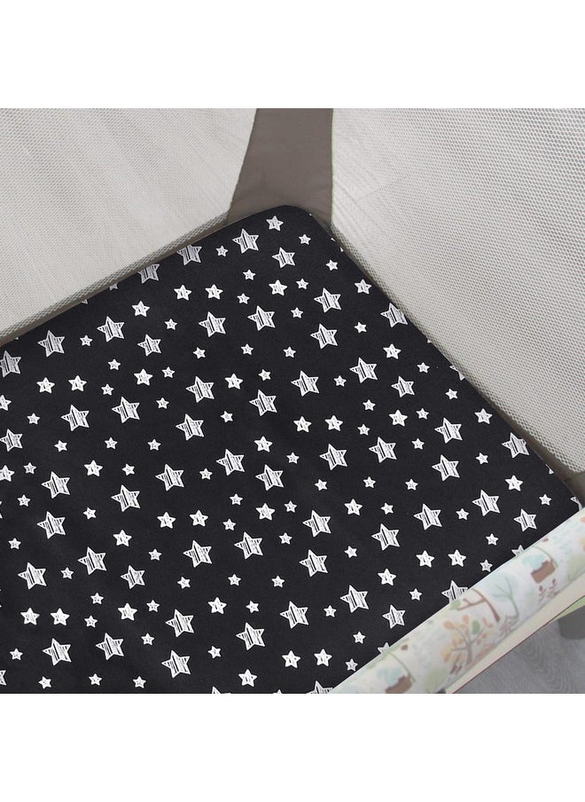 Mini Crib Sheets, 2 Pack Pack and Play Sheets, Stretchy Playard Fitted Sheet, Compatible with Graco Pack n Play, Soft and Breathable Material, Grey & Black