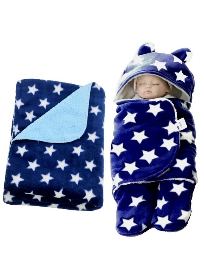 BRANDONN Baby Blankets New Born Combo Pack of Wearable Blanket and Star Wrapper for Baby Boys and Baby Girls Pack of 2