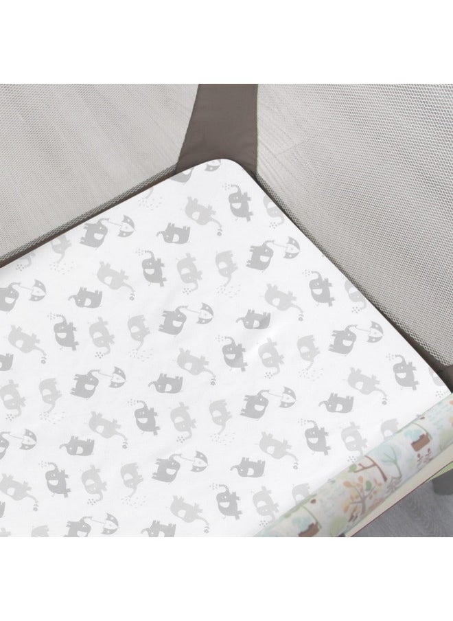 Pack and Play Sheets 2 Pack, Stretchy Pack n Play Playard Fitted Sheet, Compatible with Graco Pack n Play, Soft and Breathable Material, Stars & Elephant