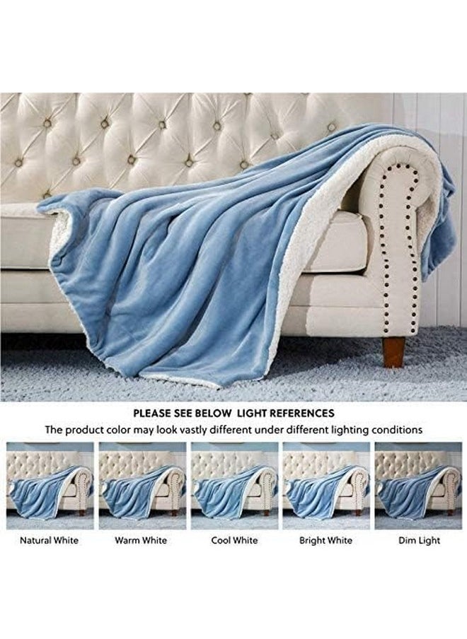 BSB HOME Plain Double Layer Warm and Hot Super Soft Flannel Sherpa Winter Blanket for Born Baby (45 X 60 Inches, Crib Sky Blue) All Season,Skin Friendly,350 TC