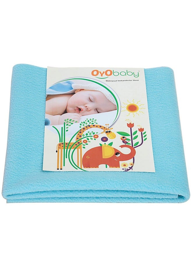 OYO BABY Cotton Waterproof Quick Dry Sheet For Baby|Bed Pad|Baby Bed Protector Sheet For Toddler Children(X-Large(200Cm X 140Cm),Sea Blue)