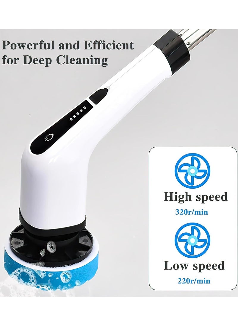 Electric Spin Scrubber with 8 Retractable Heads, Adjustable Extension – Best Cleaning Tool for Car, Tiles, Bathroom, and Kitchen – Heavy Duty, Strong Power Motor, Automatic Scrubber for Effortless Cleaning