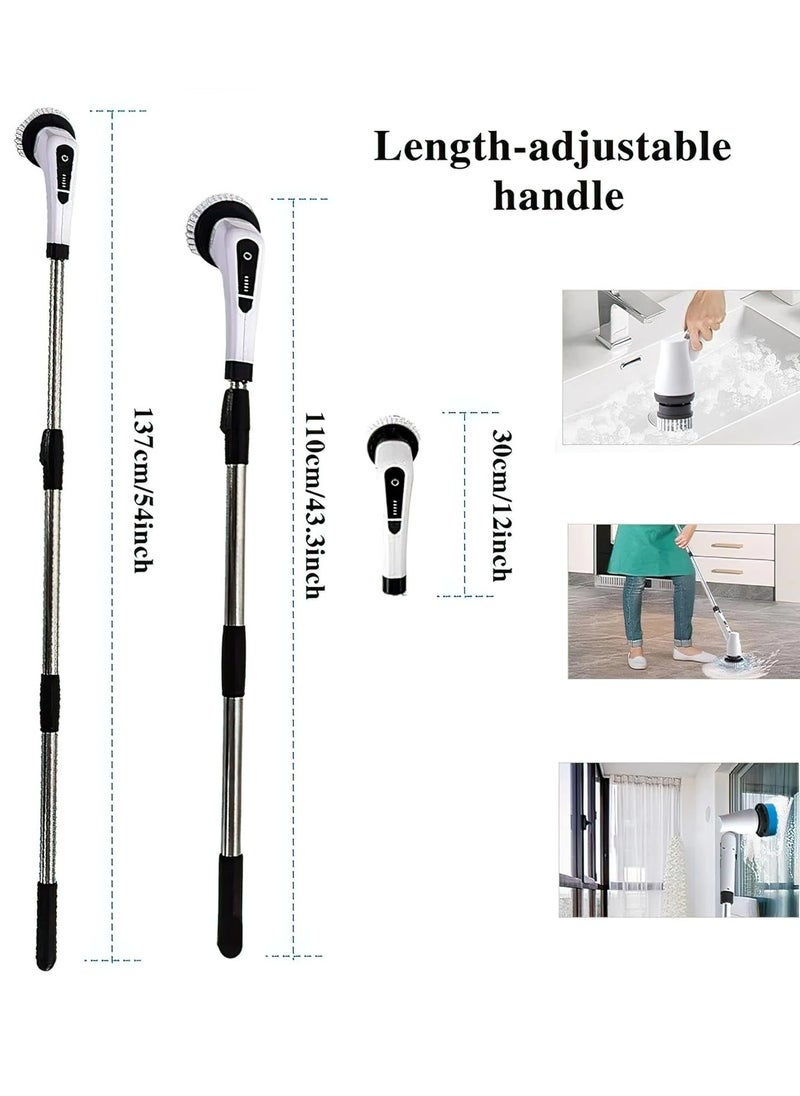 Electric Spin Scrubber with 8 Retractable Heads, Adjustable Extension – Best Cleaning Tool for Car, Tiles, Bathroom, and Kitchen – Heavy Duty, Strong Power Motor, Automatic Scrubber for Effortless Cleaning