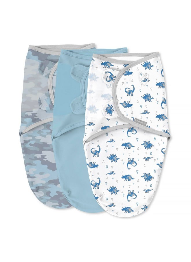 SwaddleMe by Ingenuity Original Swaddle, 100% Cotton, Improves Sleep & Calms Startle Reflex, 0-3 Months, 3-Pack - Dino Mite