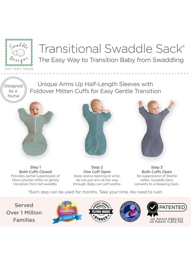 SwaddleDesigns Transitional Swaddle Sack with Arms Up Half-Length Sleeves and Mitten Cuffs, Small, 0-3 Months, 6-14 lbs, Watercolor Mountains & Trees (Arms Up Swaddle, Transition Swaddle Sleep Sack)