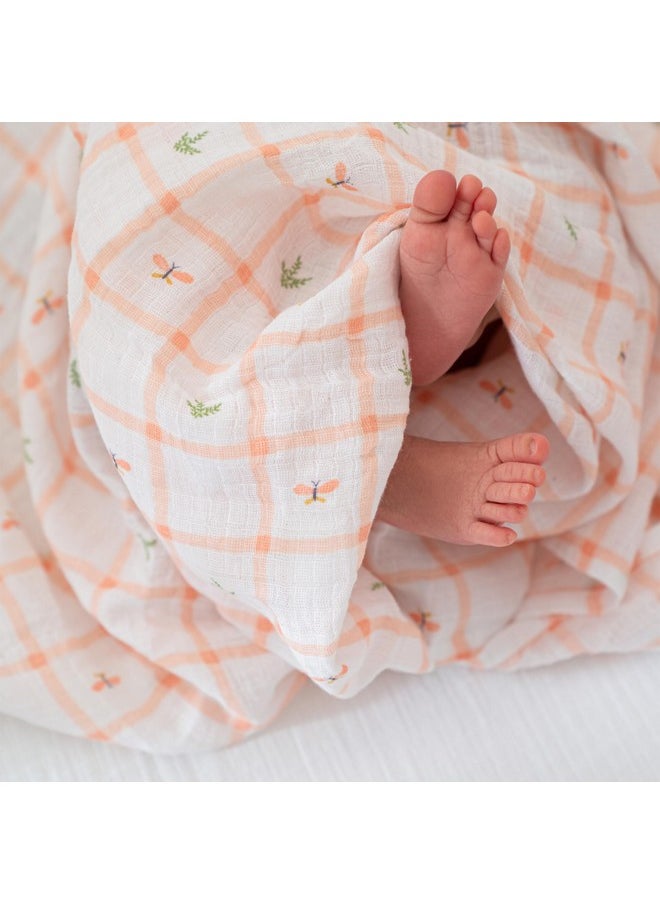 aden + anais Essentials Disney Baby Muslin Swaddle Blankets, Newborn Receiving Blanket for Swaddling, 100% Cotton Baby Swaddle Wrap, 4 Pack, Country Floral