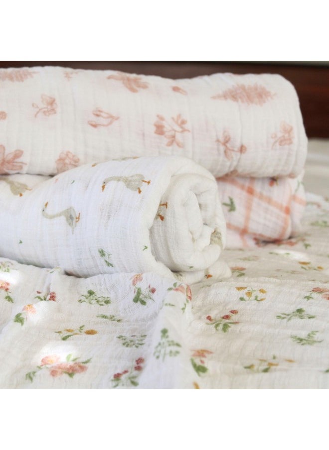 aden + anais Essentials Disney Baby Muslin Swaddle Blankets, Newborn Receiving Blanket for Swaddling, 100% Cotton Baby Swaddle Wrap, 4 Pack, Country Floral