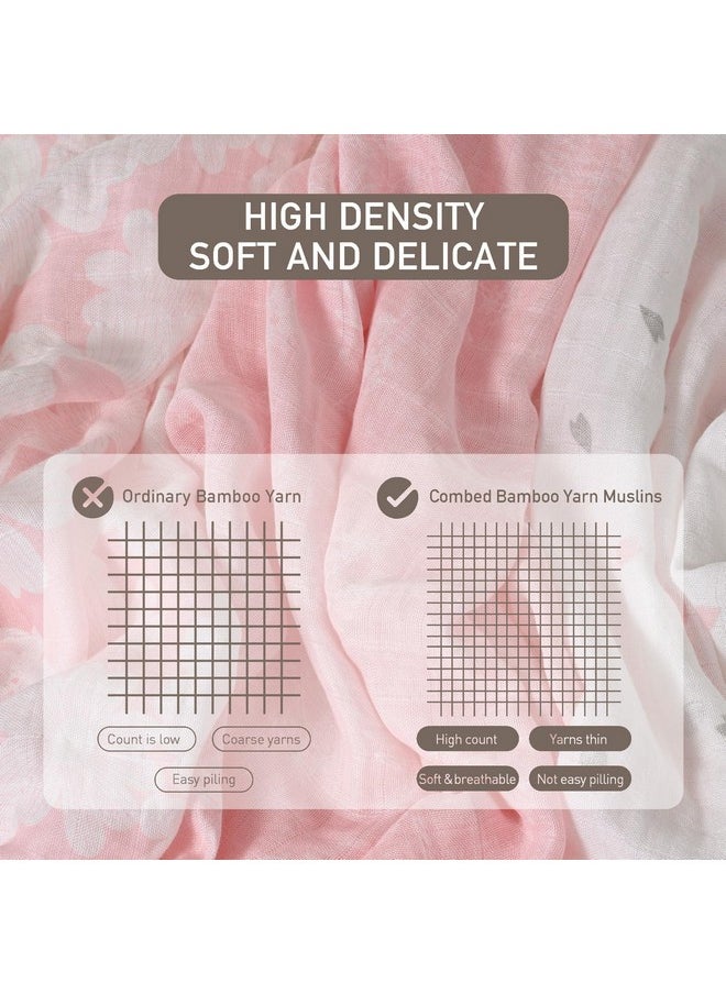 GLLQUEN BABY Receiving Blanket Boy Cotton Muslin Swaddle Blankets Girl Newborn Squares Breathable & Soft Thin Baby Blankets Cloths Double Absorbent Infant Swaddling Wrap - 6 Pack (Rosebud)