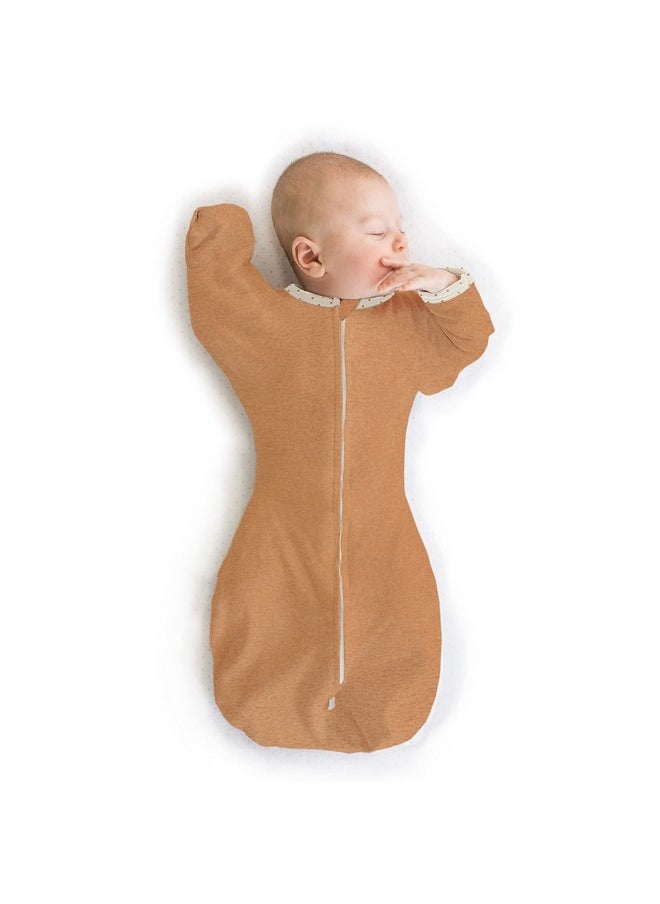 SwaddleDesigns Transitional Swaddle Sack with Arms Up Half-Length Sleeves and Mitten Cuffs, Small, 0-3 Months, 6-14 lbs, Heathered Butterum (Arms Up Swaddle, Transition Swaddle Sleep Sack)