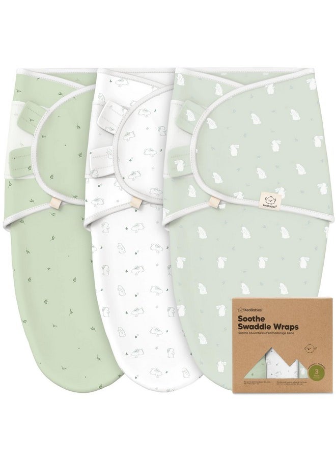 KeaBabies 3-Pack Organic Baby Swaddle Sleep Sacks - Newborn Swaddle Sack, Ergonomic Baby Swaddles 0-3 Months, Swaddles for Newborns,Baby Sleep Sack,Baby Swaddle Blanket Wrap,Baby Essentials (Bunnies)