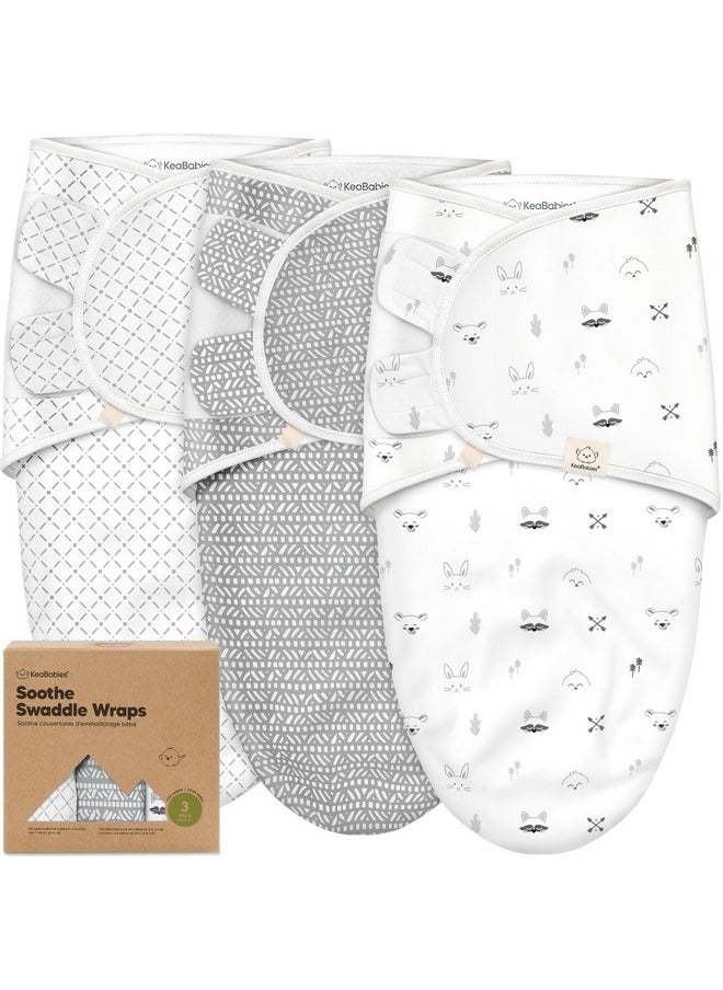 KeaBabies 3-Pack Organic Baby Swaddle Sleep Sacks - Newborn Swaddle Sack, Ergonomic Baby Swaddles 0-3 Months, Swaddles for Newborns,Baby Sleep Sack, Baby Swaddle Blanket Wrap,Baby Essentials(Nordic)