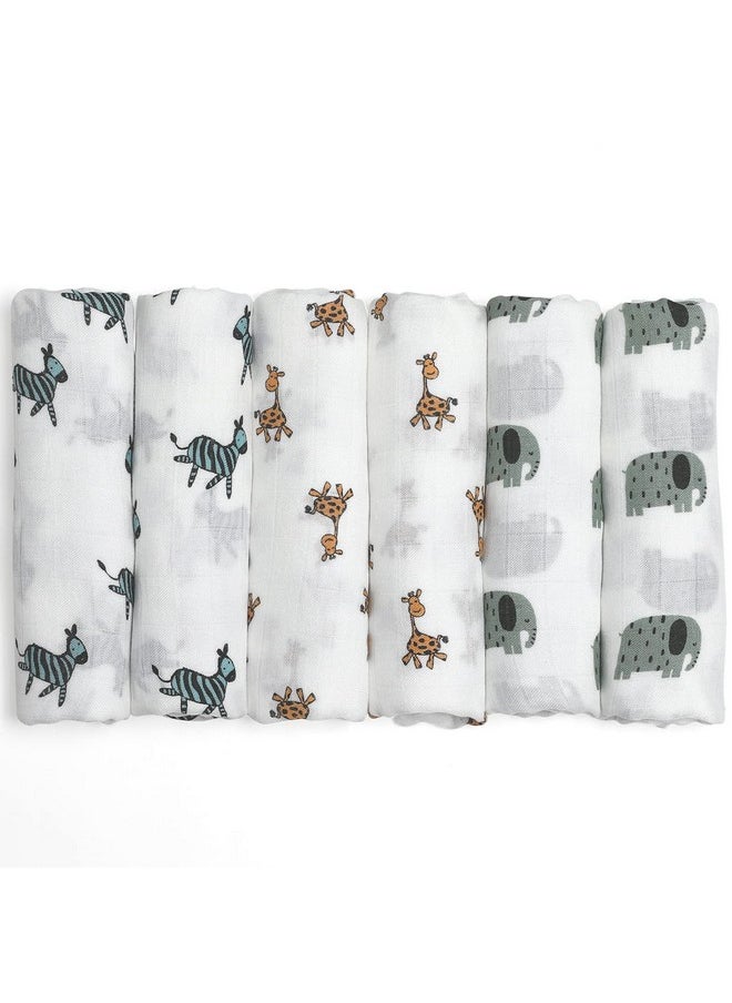 GLLQUEN BABY Receiving Blanket Boy Cotton Muslin Swaddle Blankets Girl Newborn Squares Breathable & Soft Thin Baby Blankets Cloths Double Absorbent Infant Swaddling Wrap - 6 Pack (Giraffe)