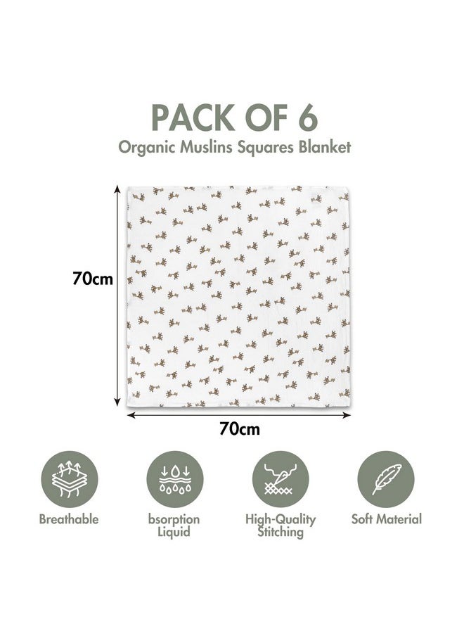 GLLQUEN BABY Receiving Blanket Boy Cotton Muslin Swaddle Blankets Girl Newborn Squares Breathable & Soft Thin Baby Blankets Cloths Double Absorbent Infant Swaddling Wrap - 6 Pack (Giraffe)