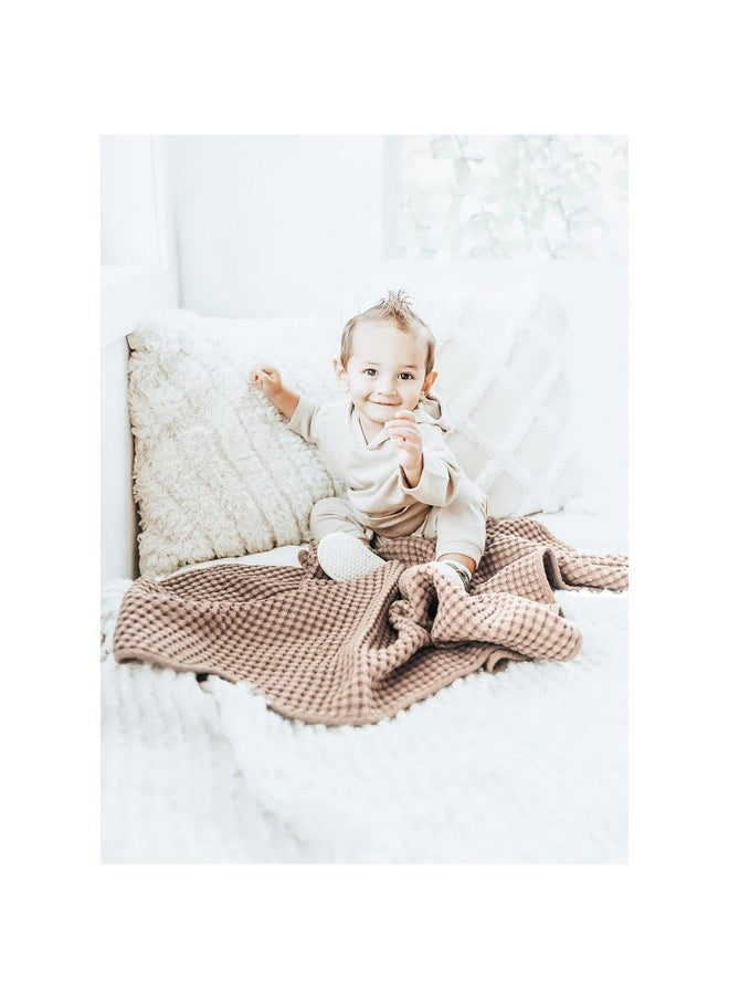 Konssy Waffle Baby Blankets, Nursery Blankets for Boys Girls, Swaddle Blankets Neutral Soft Lightweight Toddler and Kids Throw Blankets(Clay)