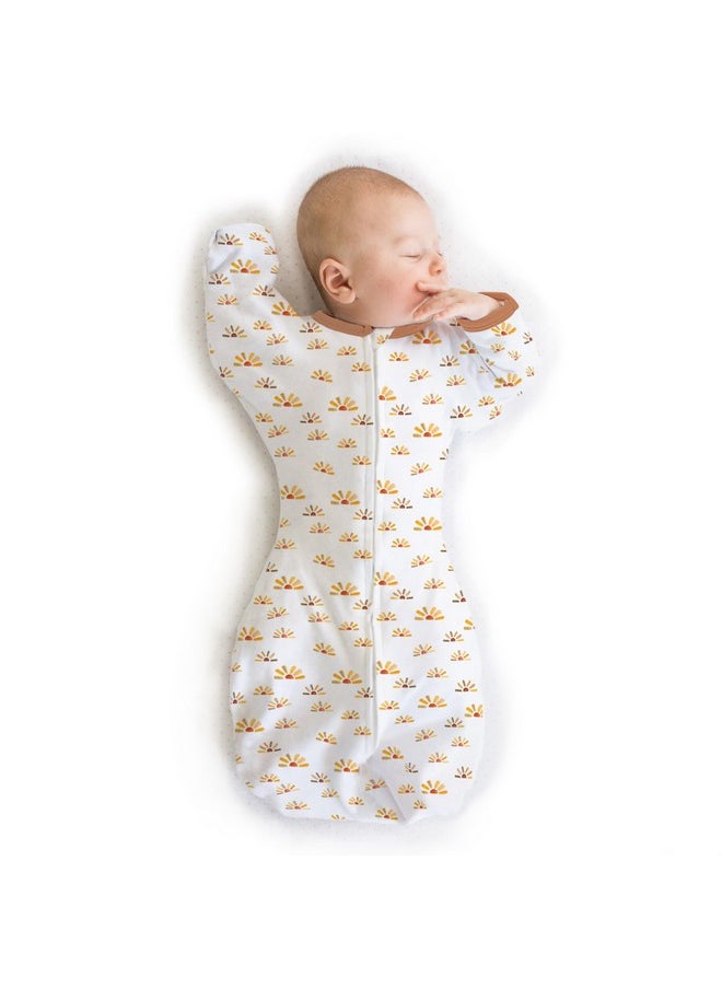 SwaddleDesigns Transitional Swaddle Sack with Arms Up Half-Length Sleeves and Mitten Cuffs, Medium, 3-6 Months, 14-21 lb, Watercolor Sunny Days (Arms Up Swaddle, Transition Swaddle Sleep Sack)