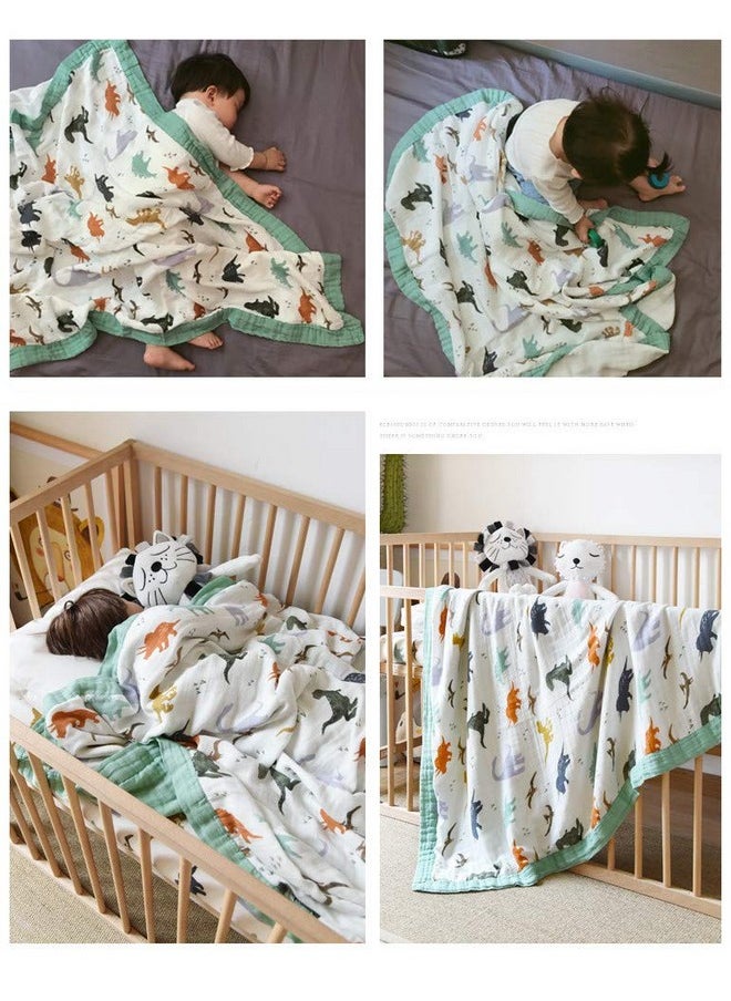 Little Jump Dinosaur Muslin Blanket Baby Quilt - Silky Soft and Breathable Crib Blanket for Daycare - Large 47