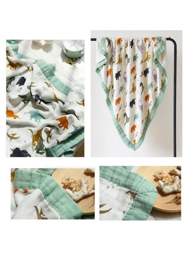 Little Jump Dinosaur Muslin Blanket Baby Quilt - Silky Soft and Breathable Crib Blanket for Daycare - Large 47