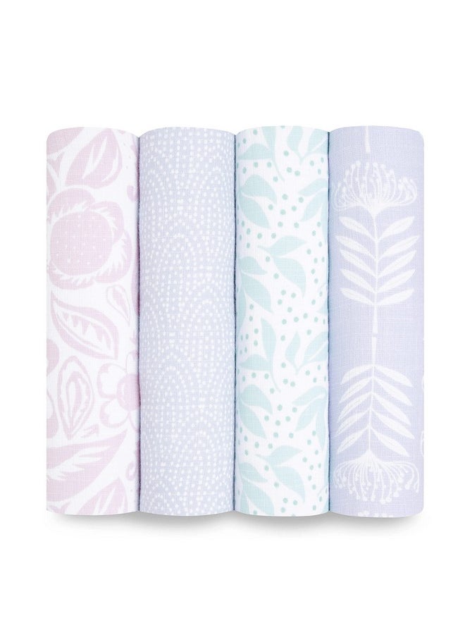 aden + anais Essentials Swaddle Blanket, Muslin Blankets for Girls & Boys, Baby Receiving Swaddles, Newborn Gifts, Infant Shower Items, Toddler Gift, Wearable Swaddling Set, 4 Pack, Damsel