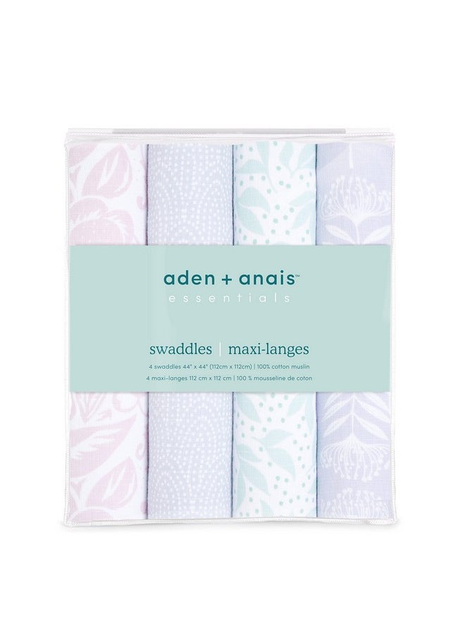 aden + anais Essentials Swaddle Blanket, Muslin Blankets for Girls & Boys, Baby Receiving Swaddles, Newborn Gifts, Infant Shower Items, Toddler Gift, Wearable Swaddling Set, 4 Pack, Damsel