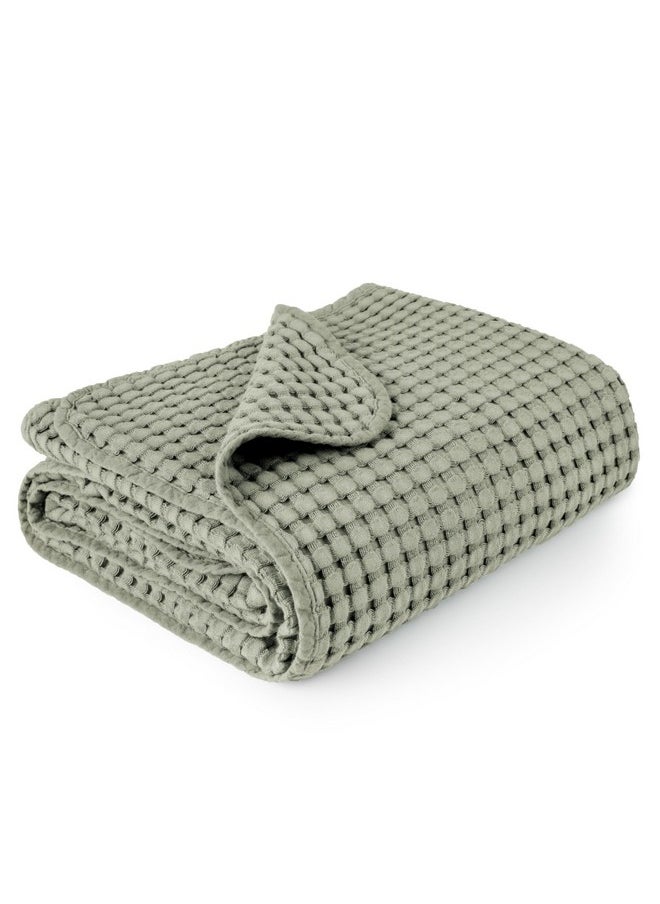 Konssy Waffle Baby Blankets, Nursery Blankets for Boys Girls, Swaddle Blankets Neutral Soft Lightweight Toddler and Kids Throw Blankets(Amy Green)