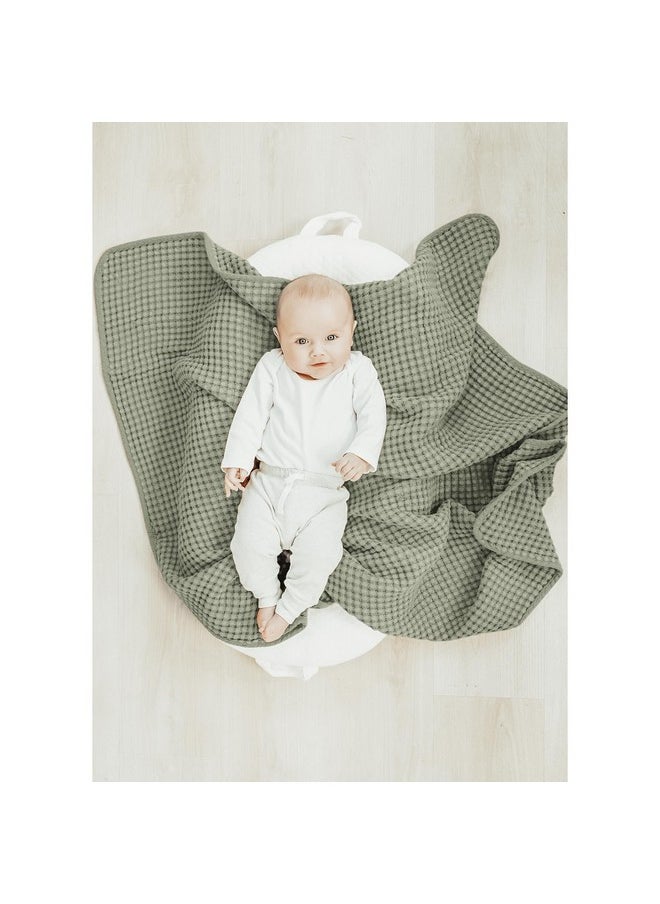 Konssy Waffle Baby Blankets, Nursery Blankets for Boys Girls, Swaddle Blankets Neutral Soft Lightweight Toddler and Kids Throw Blankets(Amy Green)