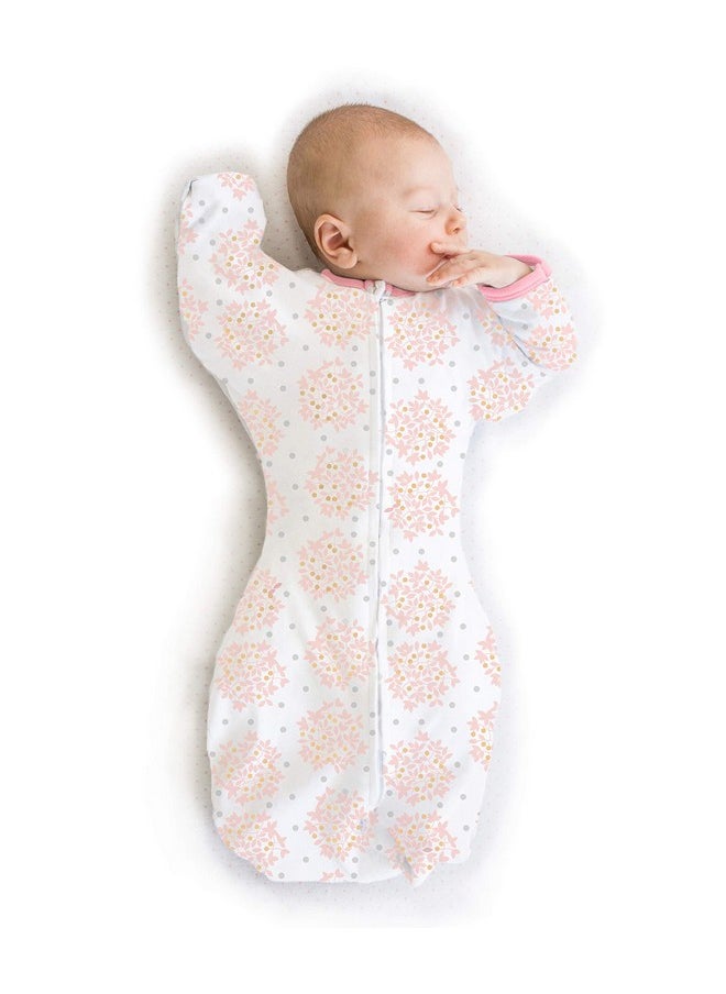 SwaddleDesigns Transitional Swaddle Sack with Arms Up Half-Length Sleeves and Mitten Cuffs, Small, 0-3 months, 6-14 lbs, Heavenly Floral, Pink (Arms Up Swaddle, Transition Swaddle Sleep Sack)