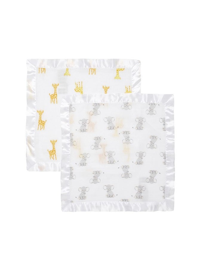 aden + anais Essentials Issie Security Blanket, Super Soft 100% Cotton Muslin, 2 Pack, Safari Babes