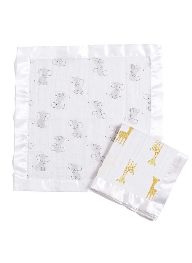 aden + anais Essentials Issie Security Blanket, Super Soft 100% Cotton Muslin, 2 Pack, Safari Babes