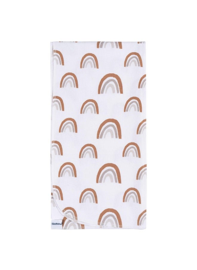Gerber Unisex Baby 100% Cotton Flannel Receiving Blankets 30x30 Inches (Pack of 4), Boho Rainbow, One Size