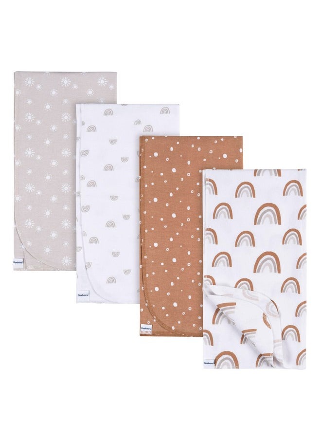 Gerber Unisex Baby 100% Cotton Flannel Receiving Blankets 30x30 Inches (Pack of 4), Boho Rainbow, One Size