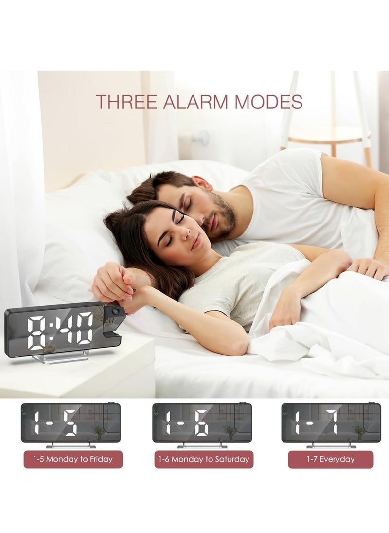 LED Projection Alarm Clock – Large 7.9'' Display with Rotatable Projection, Temperature Display, Adjustable Brightness, and Snooze Feature